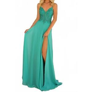 NEW CLARISSE beaded chiffon prom dress in jade